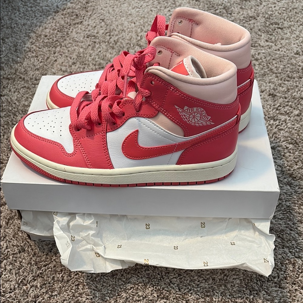 Nike Women's Pink and White Jordans White/Sea Coral